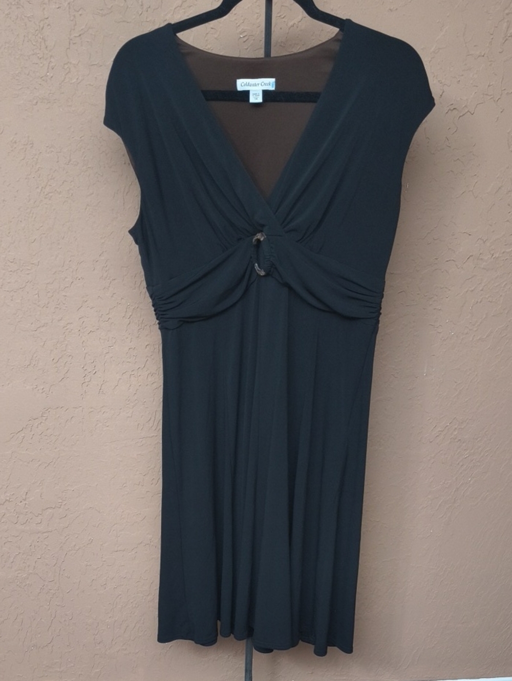 Coldwater Creek Women's Black V-Neck Sleeveless Midi Dress Size 14